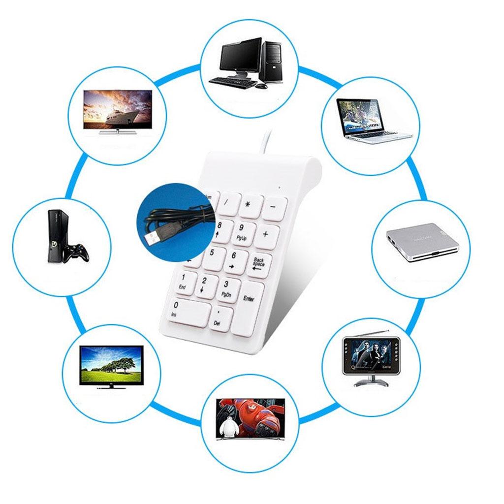 USB 18 Keys Num Pad Numeric Keypad Keyboard for Laptop Notebook White
