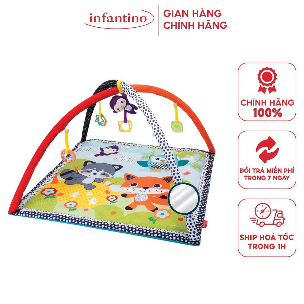 Thảm Chơi Cho Bé Sơ Sinh INFANTINO - Đồ Chơi Safari Gym Vận Động 4 Giác Quan Size To