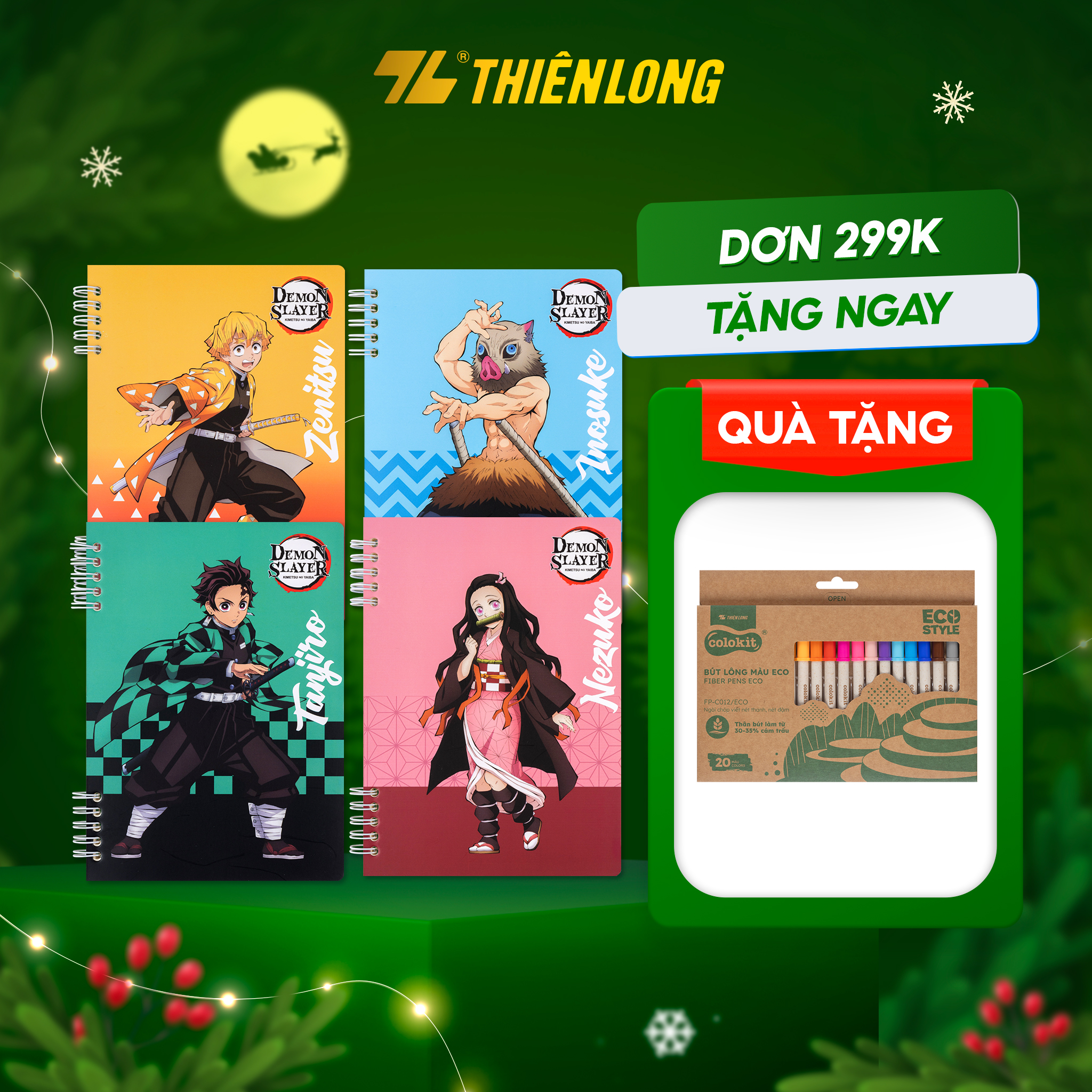 Sổ lò xo đường kẻ ngang A5 nhân vật Demon Slayer Thiên Long MB-023/DS