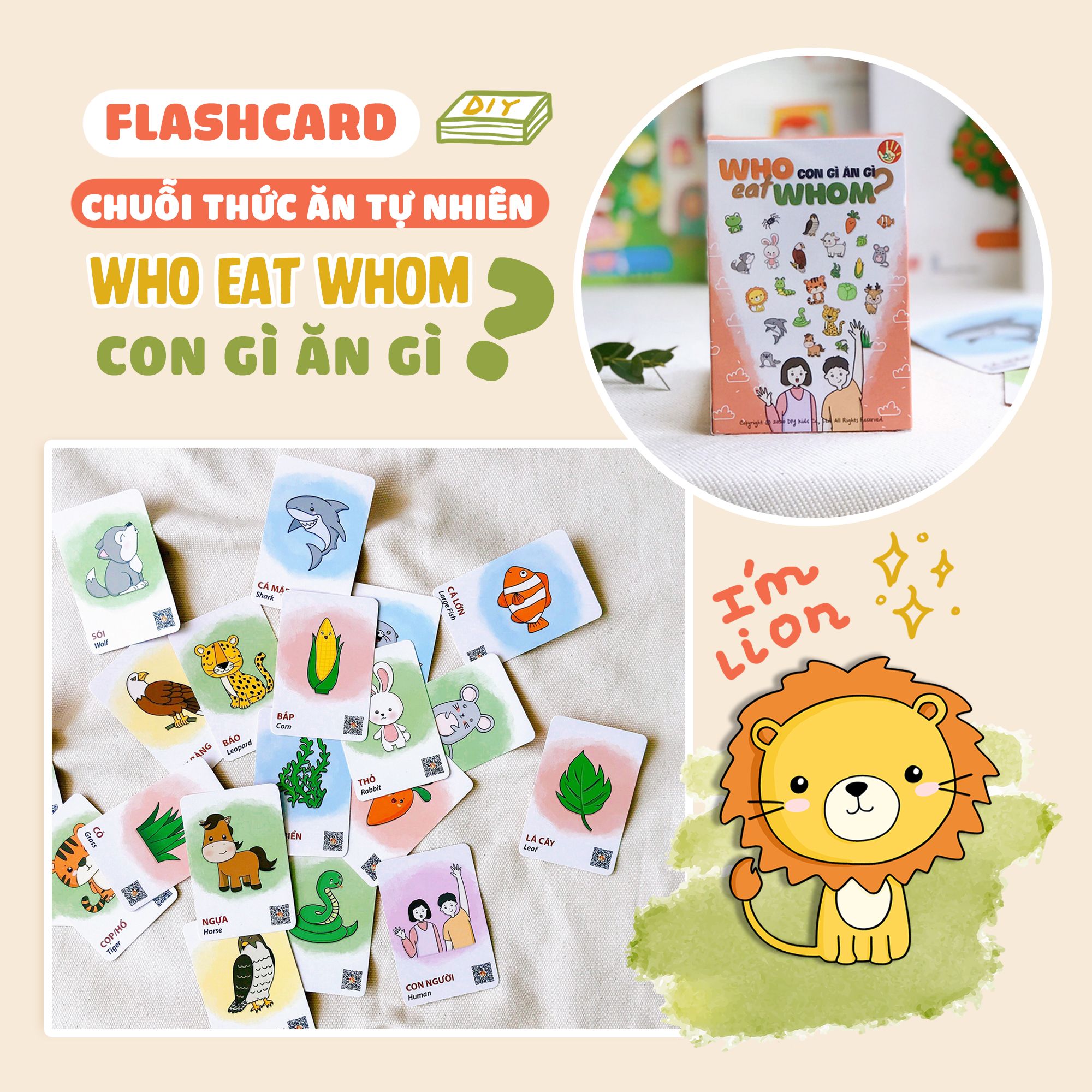 COMBO CỜ CARO 3 TRONG 1, FLASHCARD CON GÌ ĂN GÌ VÀ SÁCH “ĐỘNG VẬT ĂN NHƯ THẾ NÀO?”