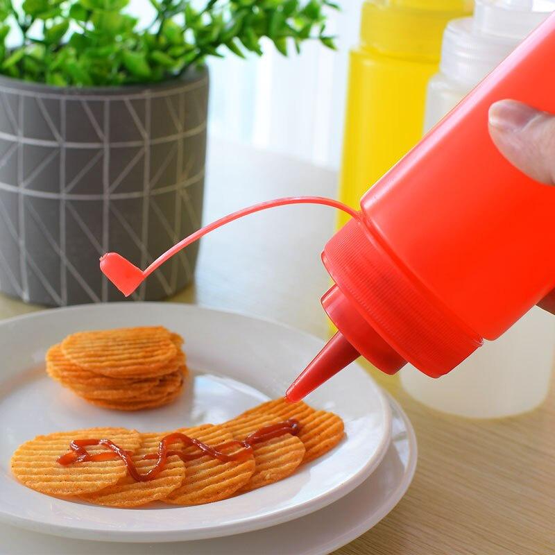 2pcs/set Plastic Sauce Bottle Decorative Mouth Jam Tomato Salad Bottle Squeeze Bottle Pastry Tool
