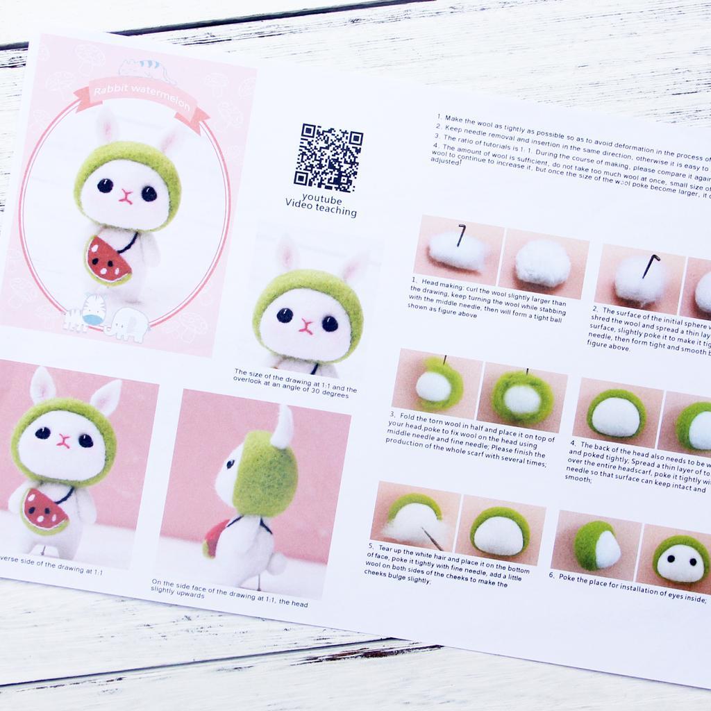 DIY Lovely Rabbit Animal  Felting Craft Kit with Basic Tools