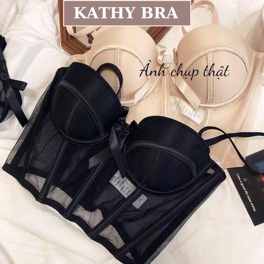 A35 Áo Corset KATHY BRA Kiểu Định Hình Chống Cuộn Bra Kiểu Dáng Croptop Cao Cấp Hàng Quảng Châu Có Gọng Đẹm Mút Vừa