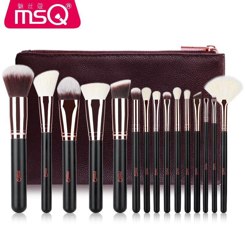 Bộ Cọ Trang Điểm Cao Cấp 15 Cây MSQ 15pcs Rose Gold Glossy Aluminium Brushes Set