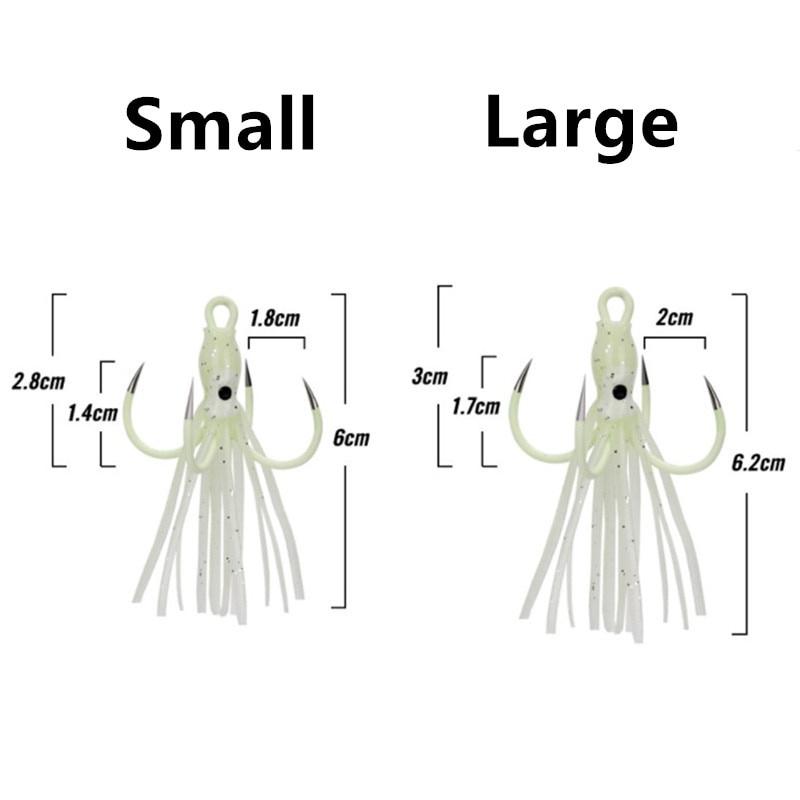 1pc Squid Skirts Fishing Hooks Glow Night Quadruple Fishing Lures Luminous Octopus Artificial Bait Hook Saltwater Jig