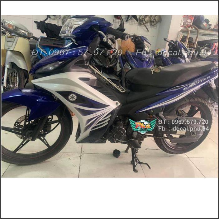 Tem Exciter 135 Xanh Trắng
