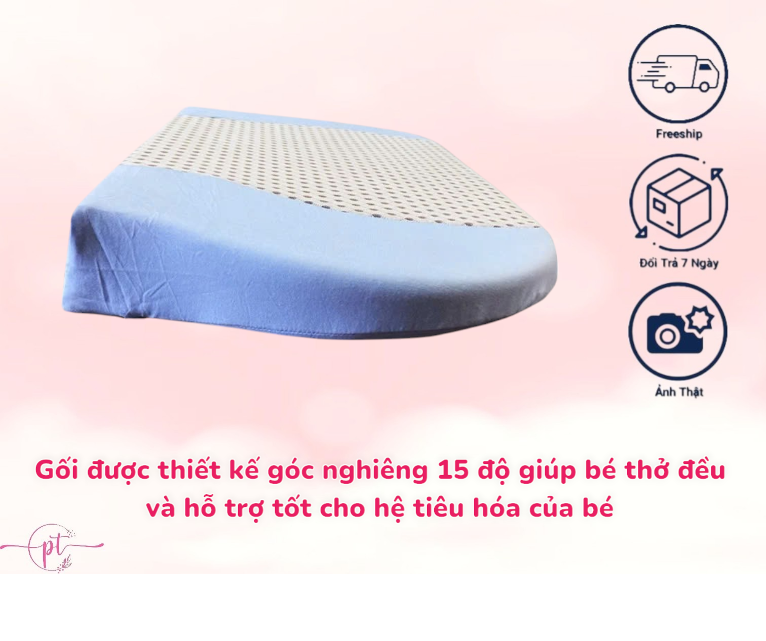 Gối Chống Trào Ngược Cho Bé Babyskin, Chống Chớ Sữa, Chống Sặc Chất Liệu Latex Foam Êm Ái Không Mùi