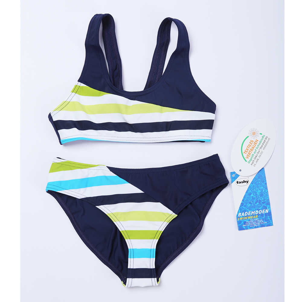 Bikini Bé Gái Fashy Germany - Xanh Đậm Sọc Chéo