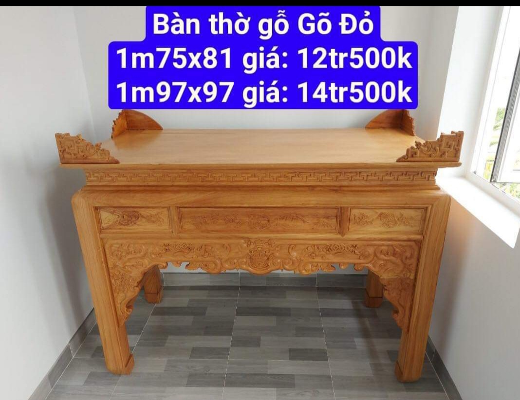 Bàn thờ -án gian gỗ gõ đỏ (FREESHIP 50KM )