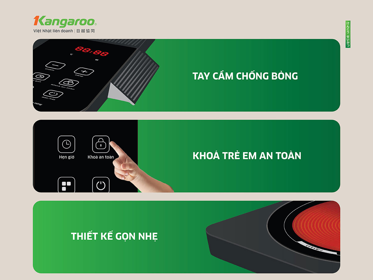 Bếp hồng ngoại đơn Kangaroo KG20IFT2, Công suất 2000W - Hàng chính hãng
