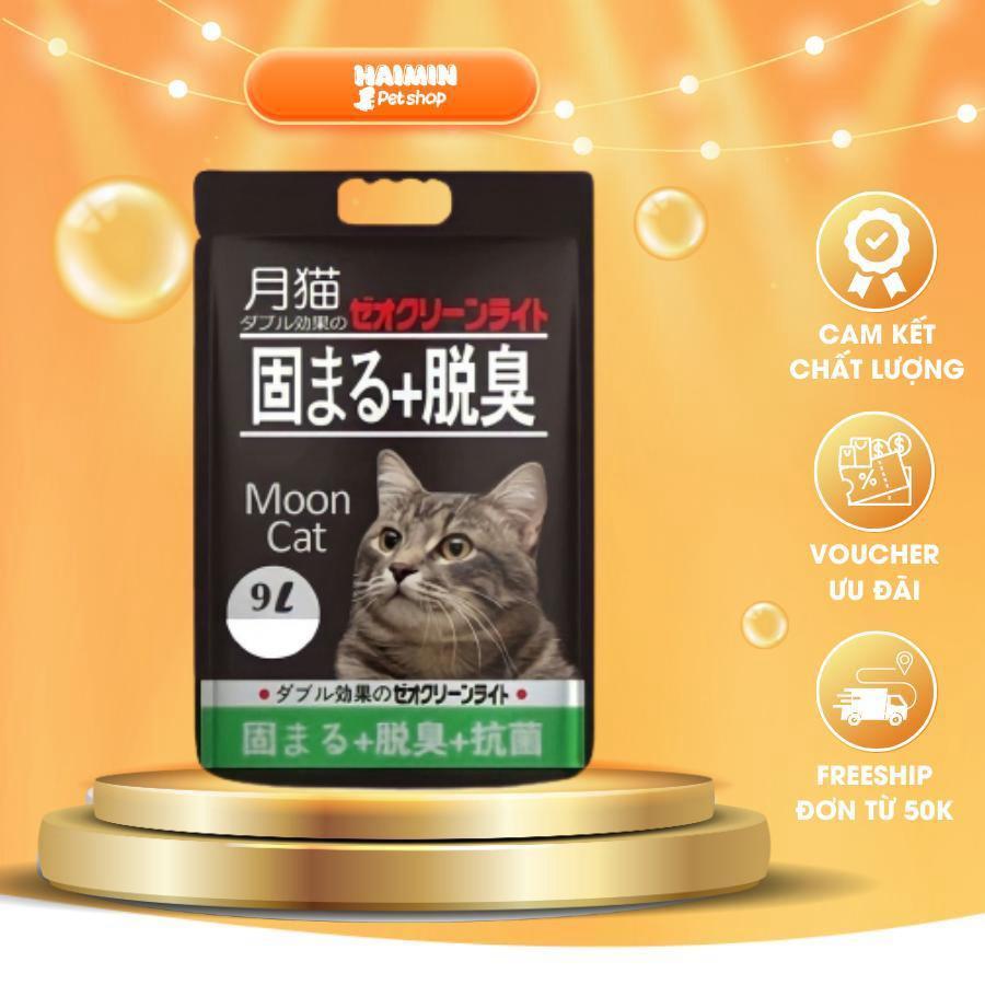 Túi 9l cát vệ sinh cho mèo Mooncat Cát Nhật Đen dễ vón cục, khử mùi - HaiMin Petshop