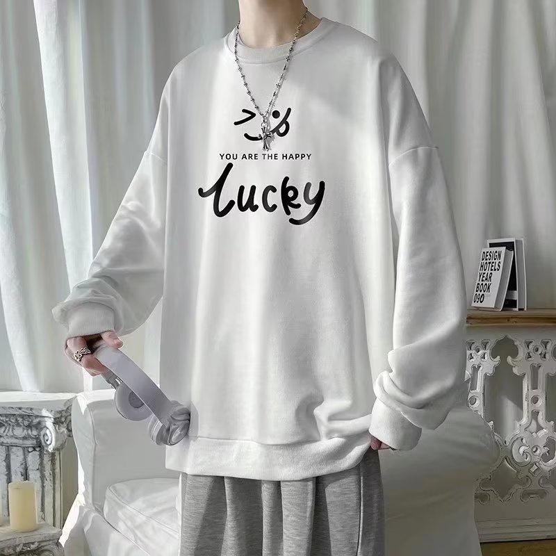 Áo Sweater Tay Dài Cổ Tròn Dáng Rộng In Hình Mặt Cười Phong Cách Hip hop Thời Trang Cho Nam Giới Size M-3XL