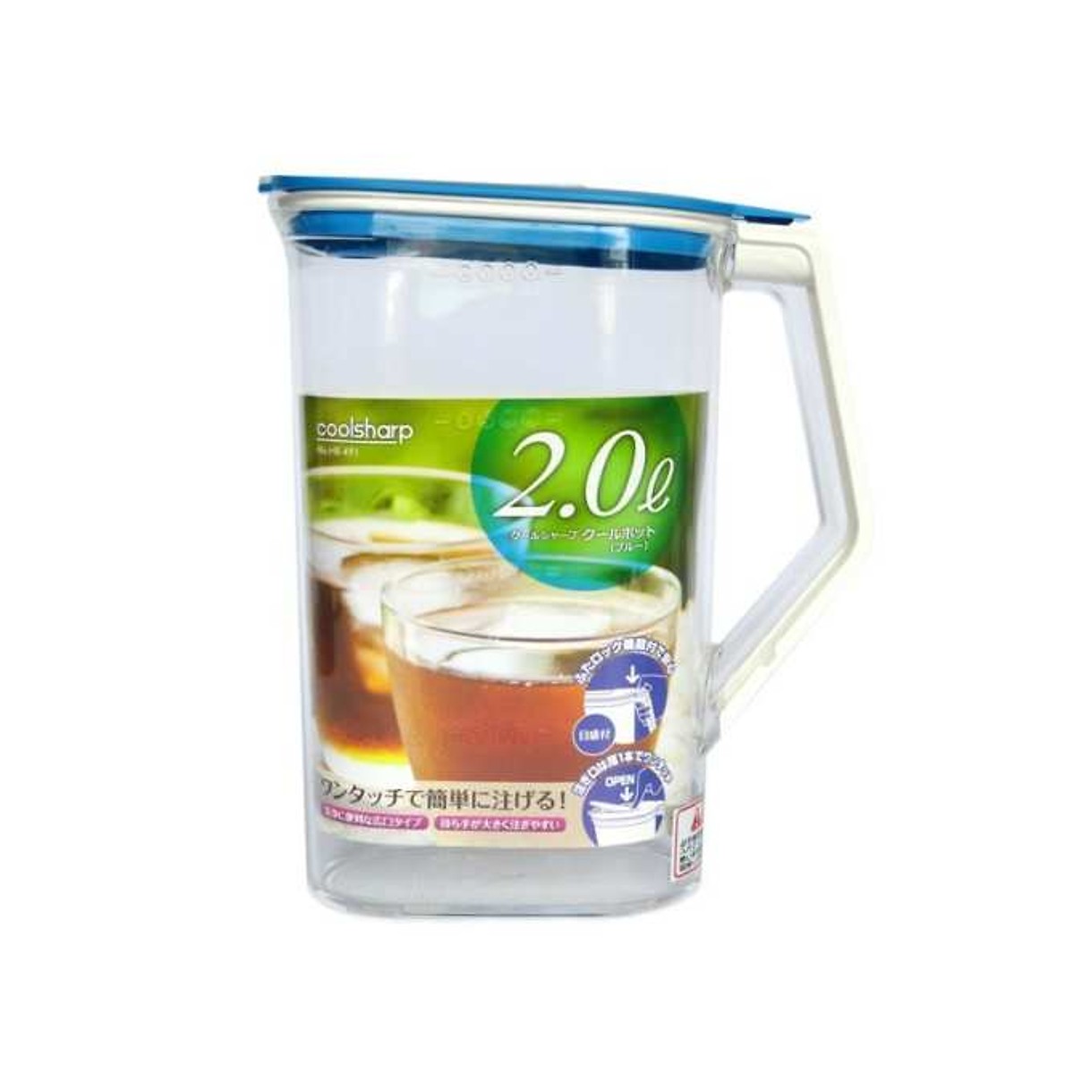 Bình đựng nước tiện dụng 2000ml (nắp xanh) - Hàng nội địa Nhật