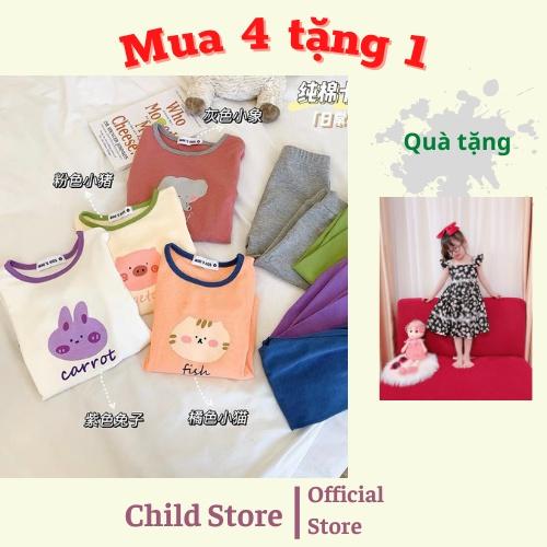 Bộ quần áo thu đông dài tay cotton tici cho bé