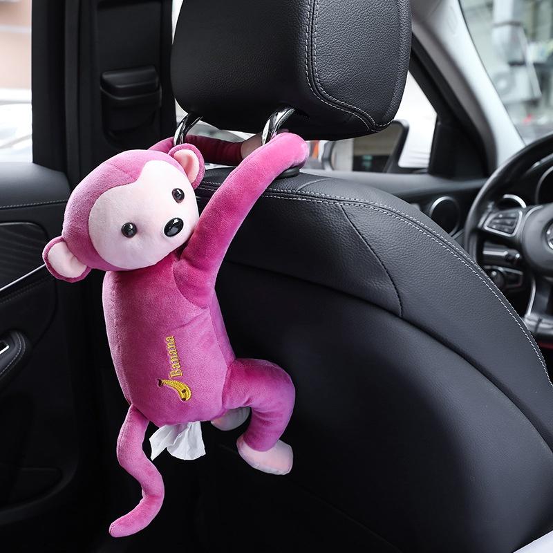 Hộp Đựng Khăn Giấy Hình Khỉ Hoạt Hình Sáng Tạo Treo Ghế Ngồi Xe Hơi Dễ Thương