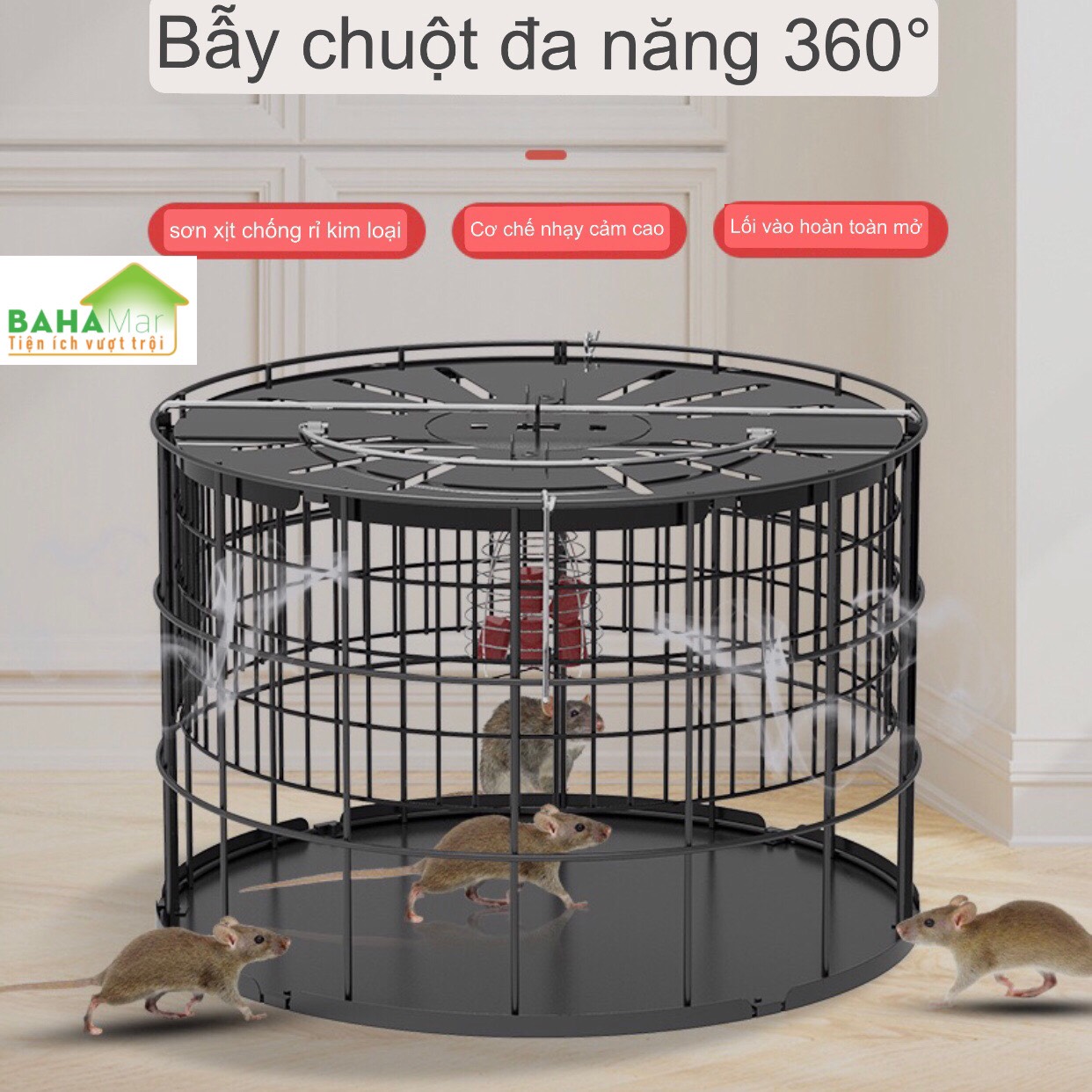 BẪY CHUỘT TỰ ĐỘNG KIỂU LỒNG CHIM, BẮT CHUỘT TOÀN DIỆN KHÔNG GÓC CHẾT "BAHAMAR" được cải thiện rất nhiều để loại bỏ sự rắc rối của những con chuột quá nhỏ trong lồng