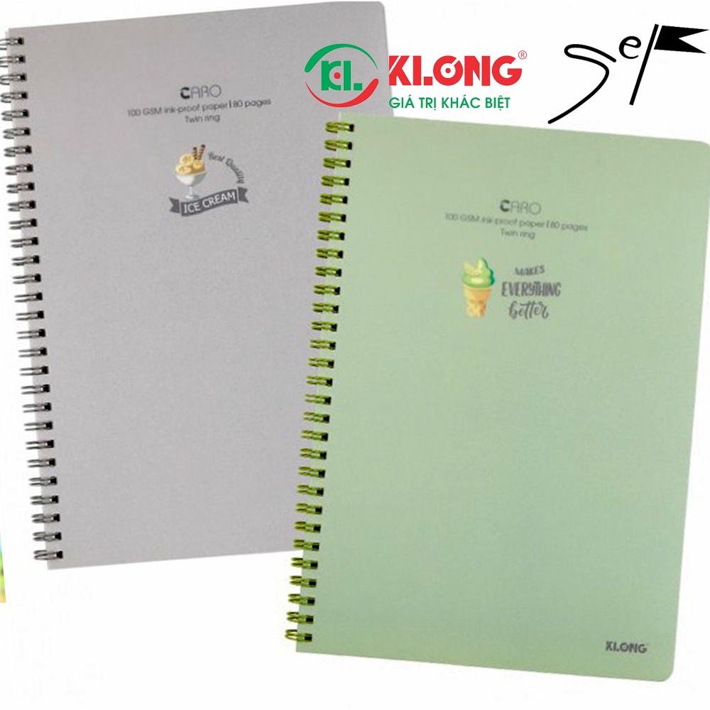 Vở lò xo kép Caro B5 bìa nhựa 80 trang; MS: 574 chính hãng Klong 100 GSM