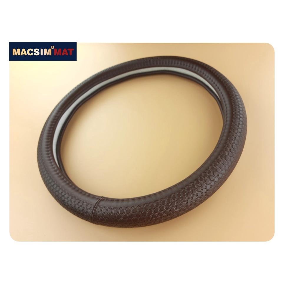 Bọc vô lăng cao cấp Macsim mã L618 mới chất liệu da thật - Khâu tay 100% size M màu be, màu cà phê