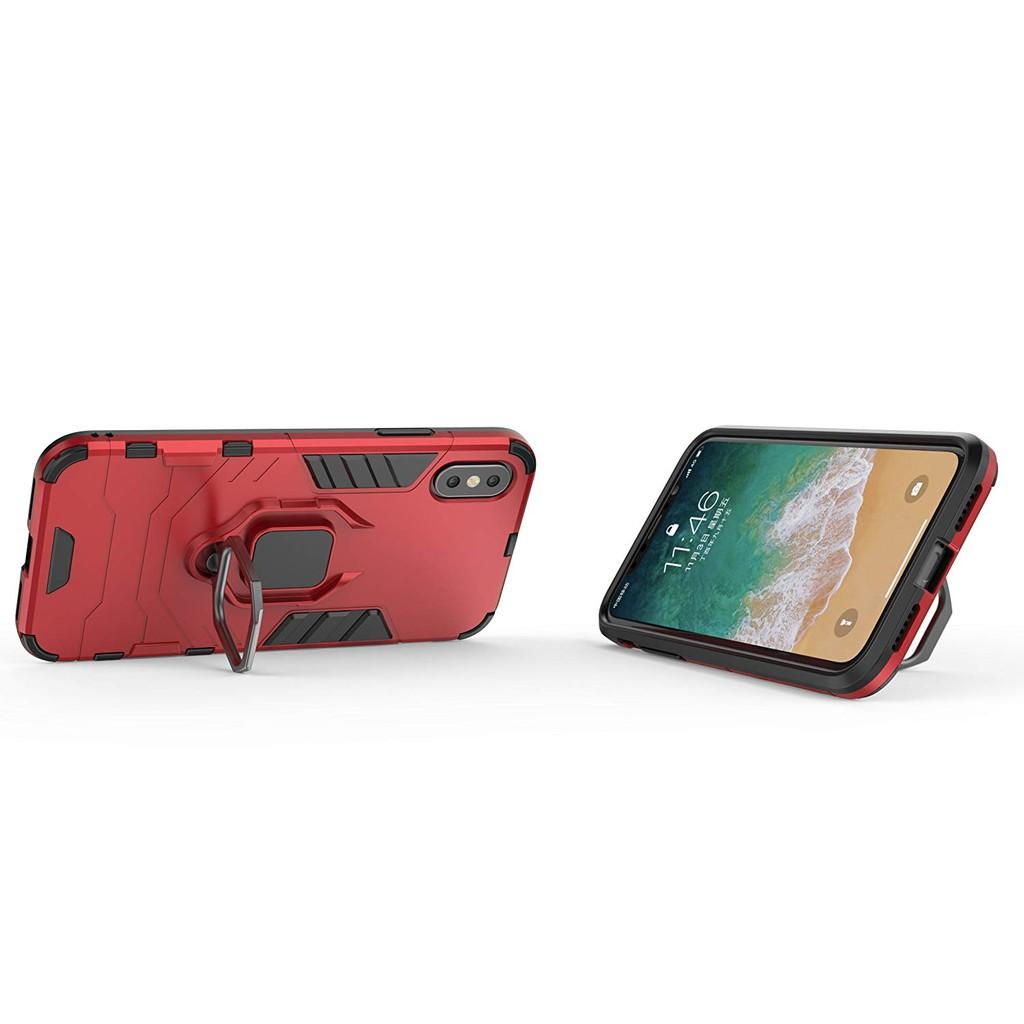 Ốp lưng cho iPhone XR iron man chống sốc kèm nhẫn xoay chống xem video bảo vệ camera