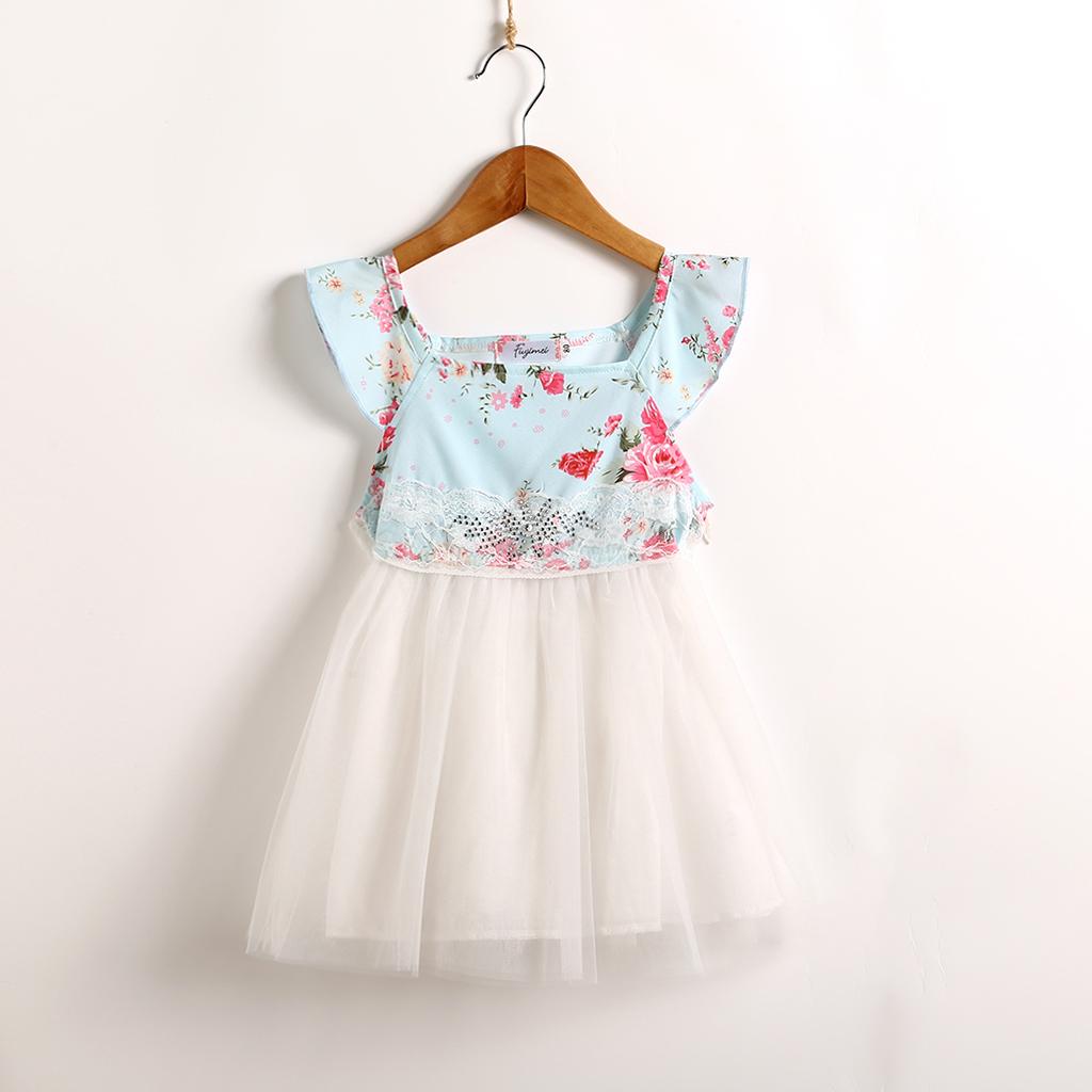 Summer Baby Girls Flower Sleeveless Princess Dress Party Skirts Clothes 2-6 Years