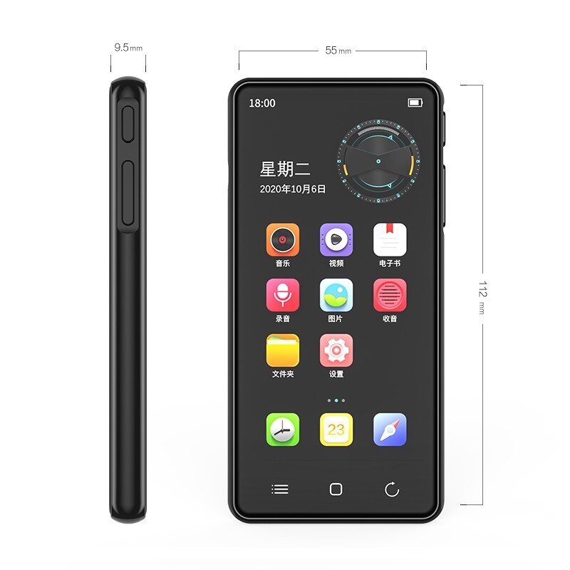 Máy Nghe Nhạc RUIZU H8 WIFI Android MP3 player Bluetooth 5.0 Touch Screen 4.0inch 16GB music mp3 player with Speaker,FM,E-book,Recorder,Video - Hàng Chính Hãng