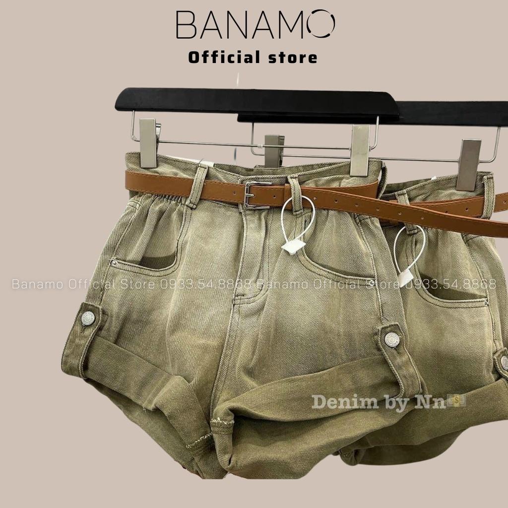 Quần short jeans nữ loang màu gấu gập hottrend thời trang Banamo Fashion jeans nữ loang màu 663