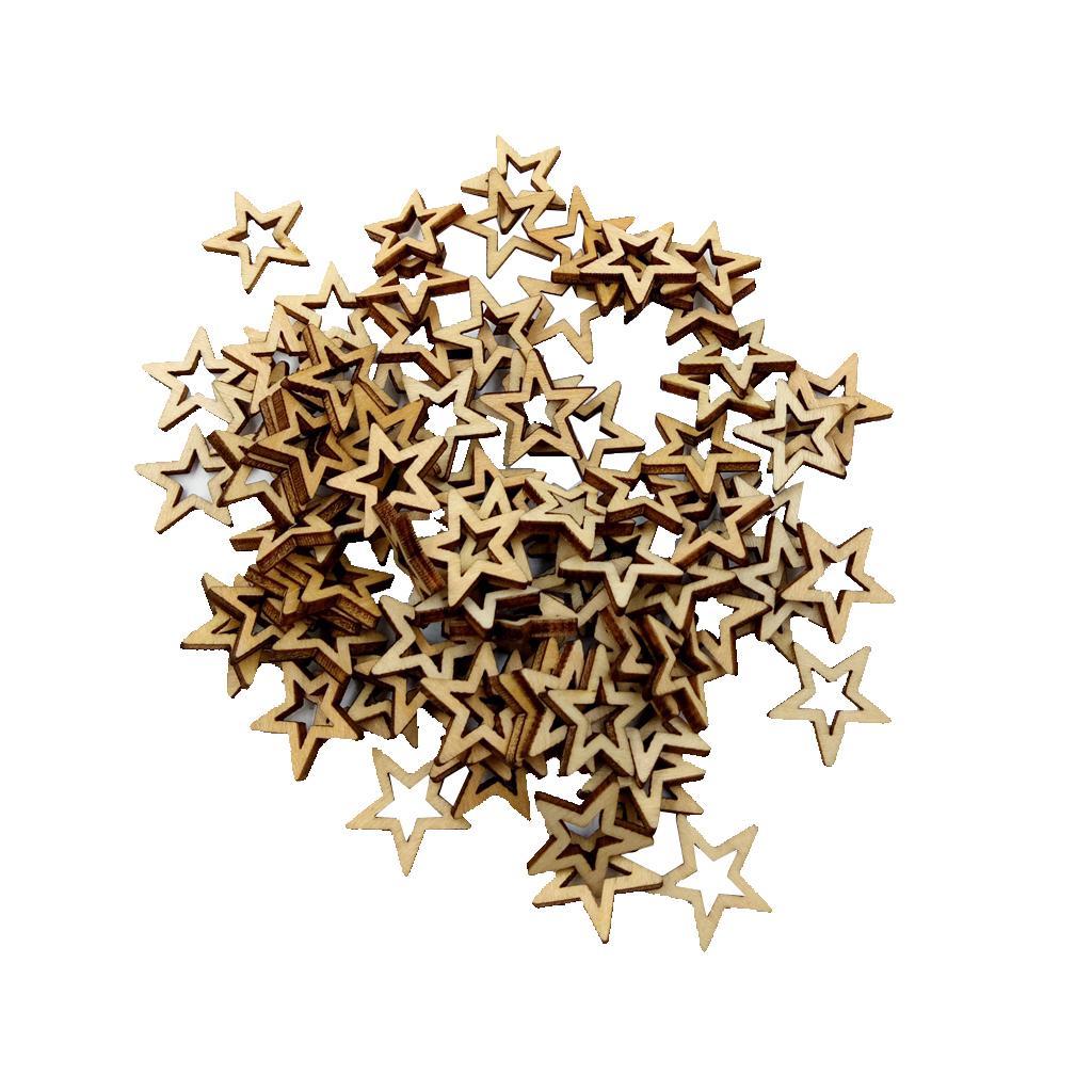 150x MIXED 20MM 30MM NATURAL STAR WOODEN DECOR CARD MAKING SCRAPBOOKING DIY