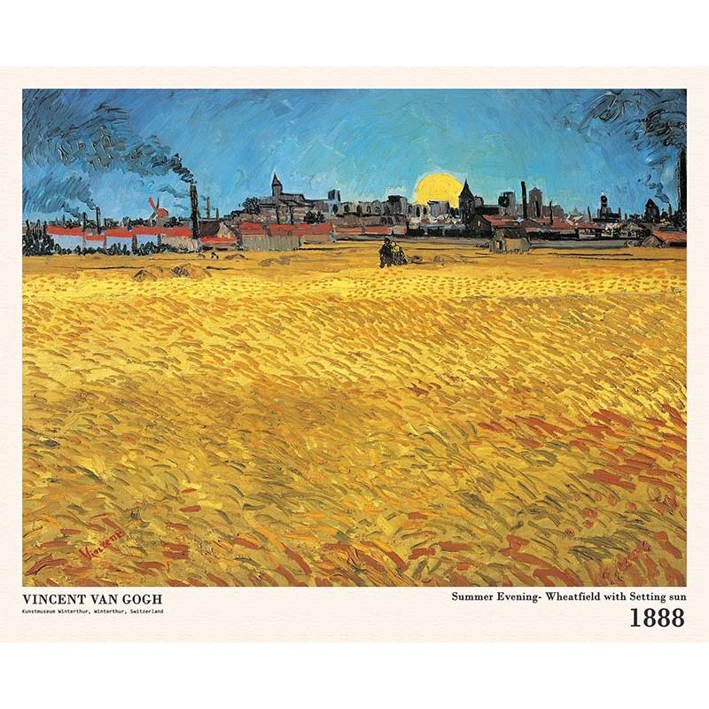 Tranh canvas - Summer Evening- Wheatfield with Setting sun (1888) - Vincent van Gogh