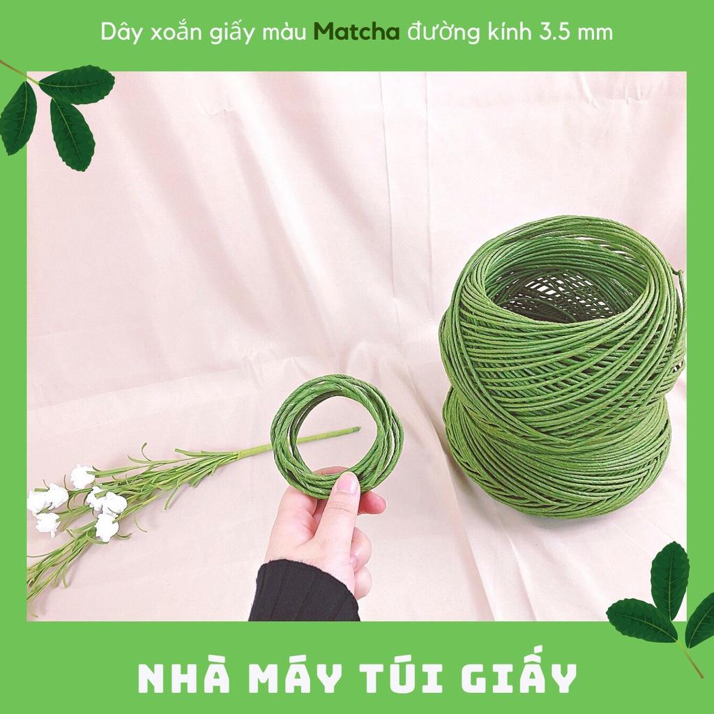 (MẪU THỬ) Dây xoắn giấy màu nâu, trắng, đen, chocolate, matcha Vintage dài 30m