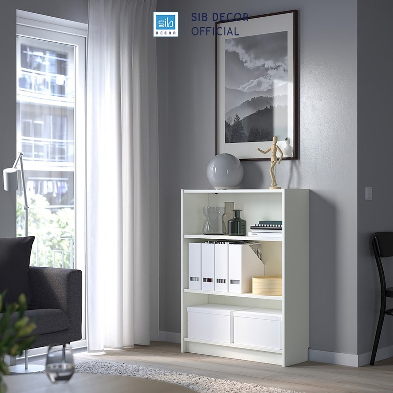Kệ Sách 3 Tầng Có Hậu Billy Dài 80cm By SIB Decor KS106
