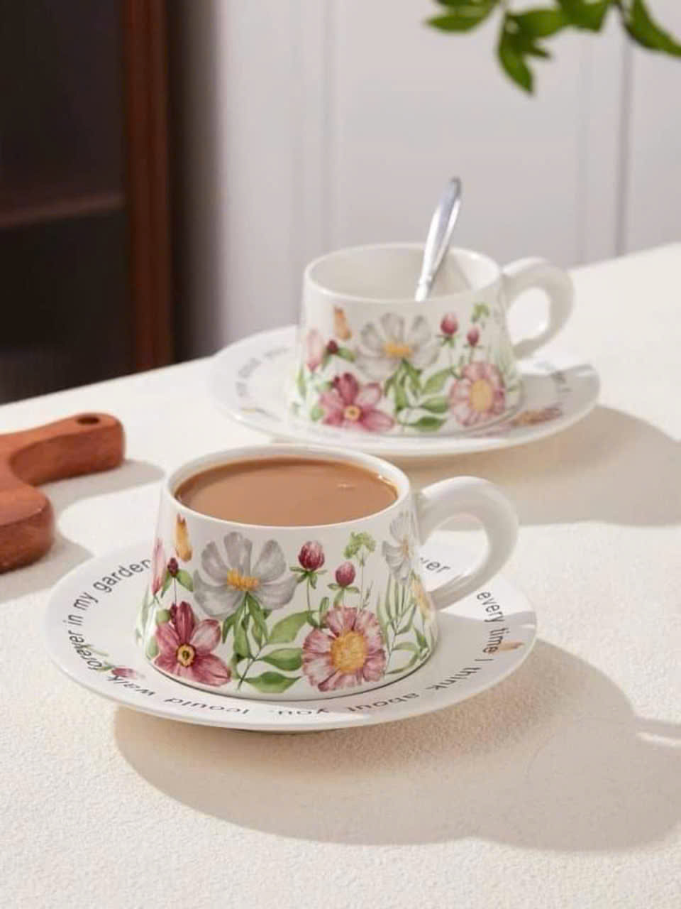 SET 2 TÁCH 2 ĐĨA,2 THÌA TRÀ CHIỀU  CAO CẤP UK IVV Hàng chính hãng