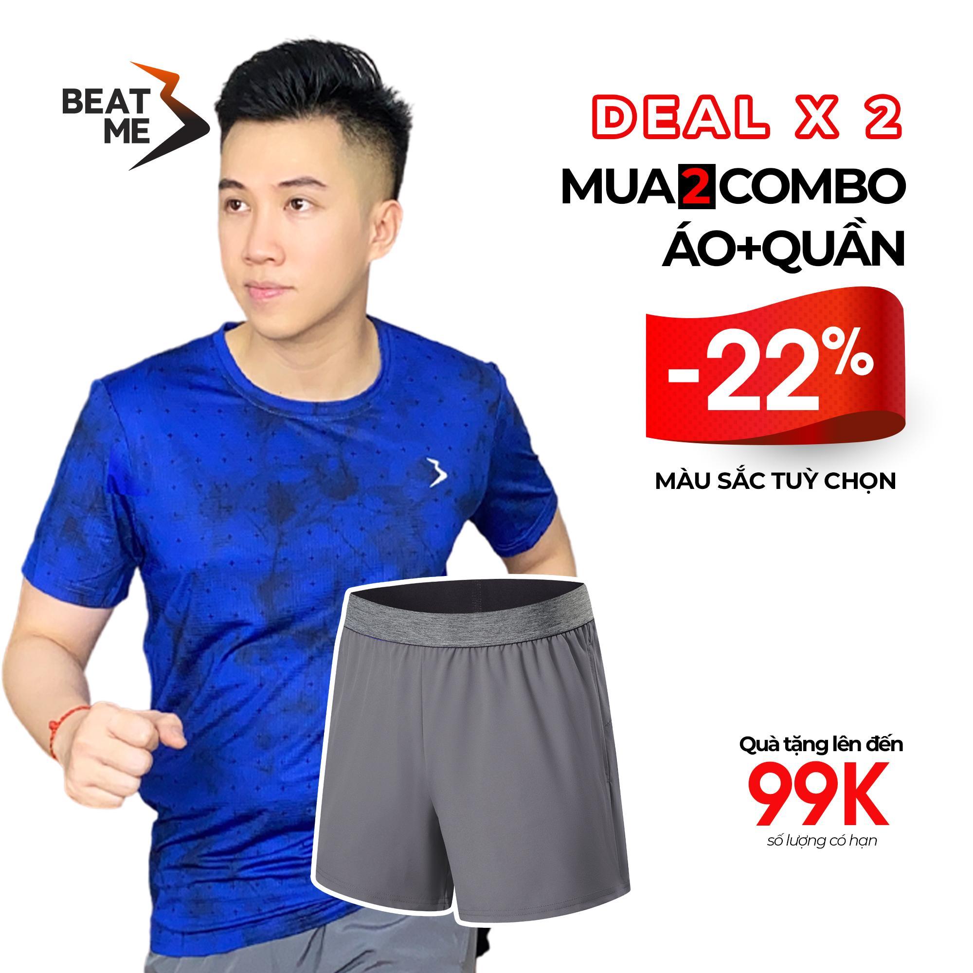 Combo Áo Quần Thể Thao Dáng Thoải Mái Màu Loang Vải Mát Và Quần Thể Thao Ngắn Thoáng Khí Siêu Mát Vải Trơn Lưng Chun Mùa Hè BEATME