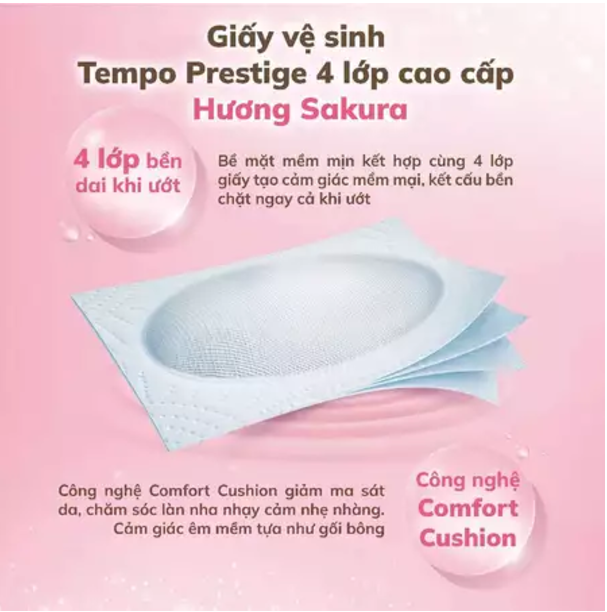 [ƯU ĐÃI LỐC 12 CUỘN GIÁ 10 CUỘN TẶNG 1 GÓI RÚT] Giấy vệ sinh cao cấp Prestige Sakura Mềm Mại