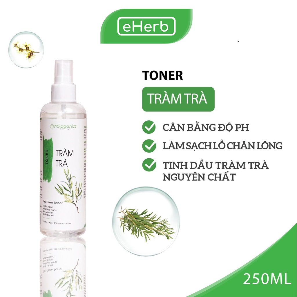 Toner Tràm Trà MILAGANICS Ngừa Mụn & Cân Bằng Độ pH Phù Hợp Với Làn Da Mụn Nhạy Cảm 250ml