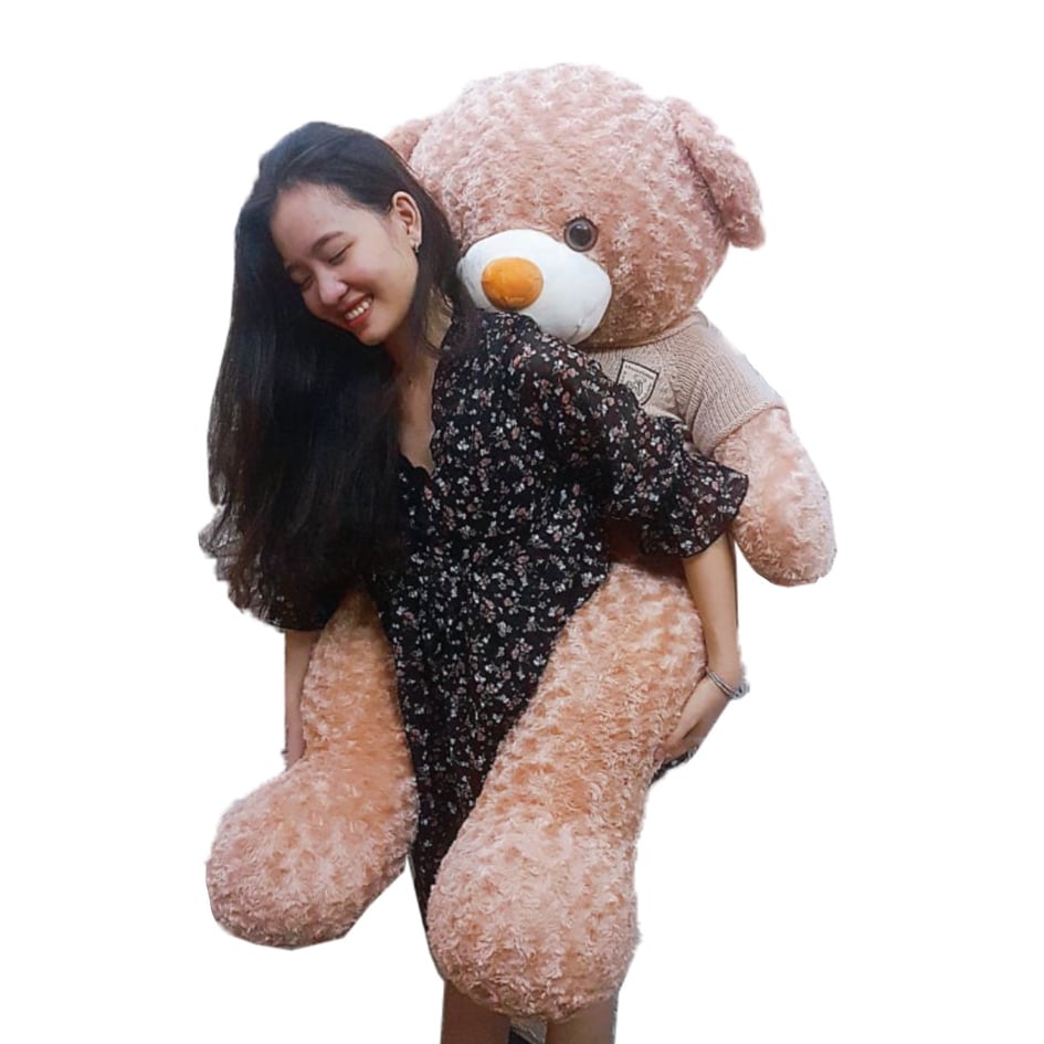 Gấu bông Teddy 1m5 áo nâu cafe siêu to khổng lồ