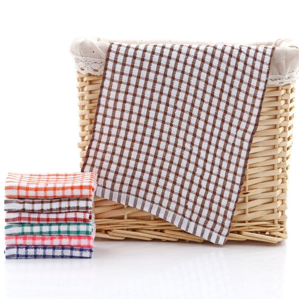 6PCS Cleaning Dish Cloth Tea Lint Plaid Cotton Towel Absorbent Handkerchief Lattice Towel Kitchen gadget Supplies Accessories