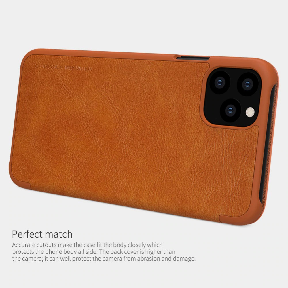 Bao case da cho iPhone 11 Pro Max hiệu Nillkin Qin có ngăn đựng thẻ, thiết kế tinh xảo - Hàng chính hãng