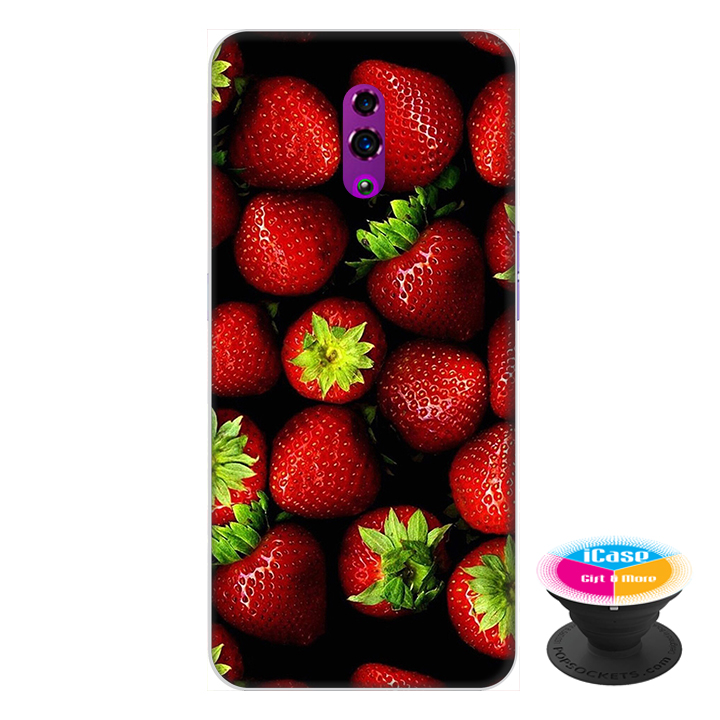 Ốp lưng điện thoại Oppo Reno hình Dâu Tây tặng kèm giá đỡ điện thoại iCase xinh xắn - Hàng chính hãng