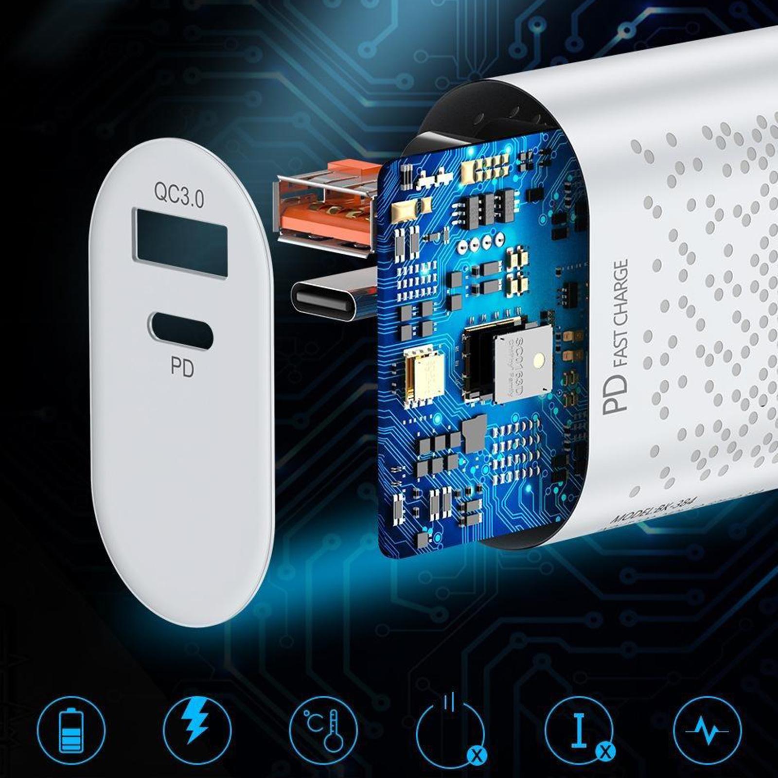 QC 3.0 USB C PD Ports Wall Charger Power Adapter US Plug