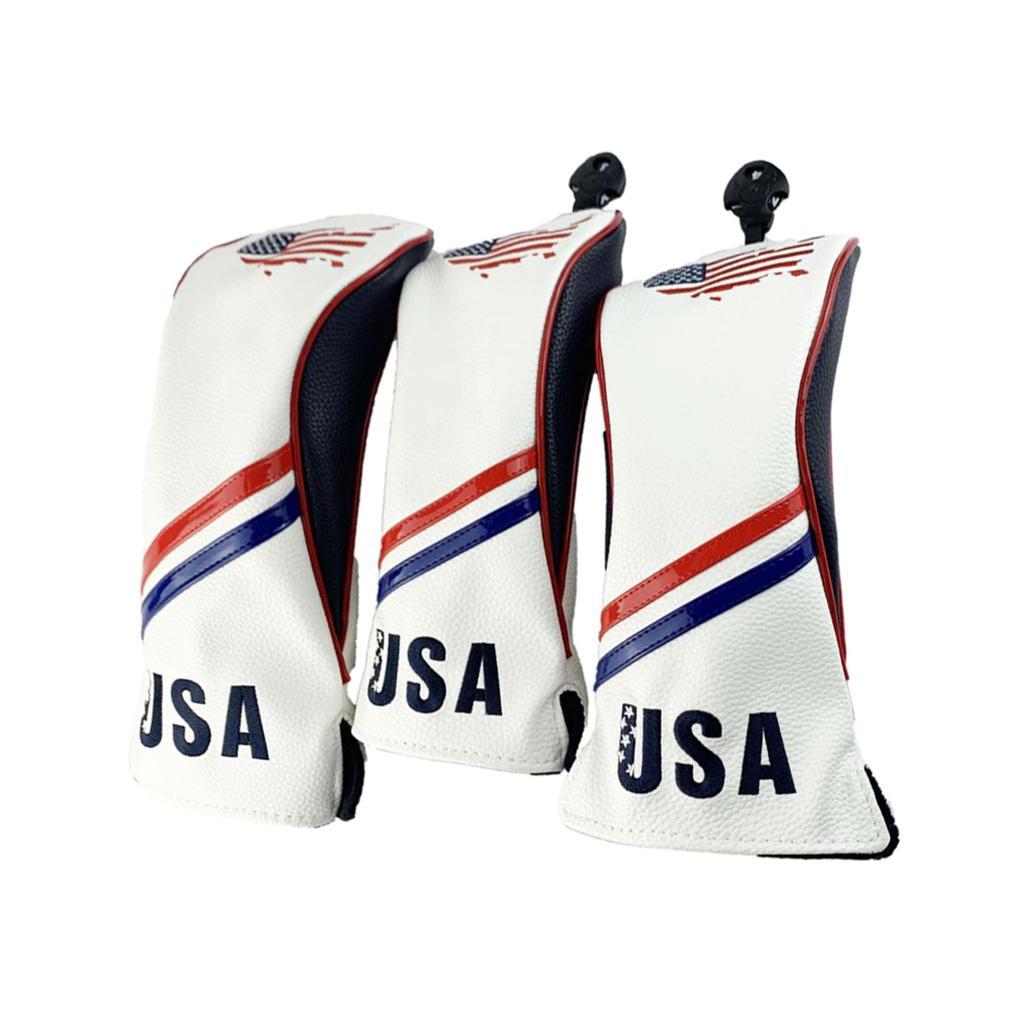 3x Professional Golf Club Head Cover Wood Drivers covers for head with Interchangeable Number Tags