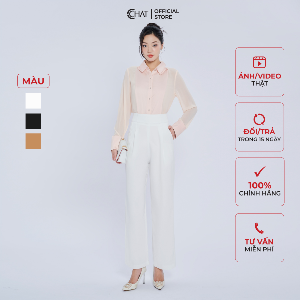 Quần Ống Rộng Cạp Bản To Dáng Suông Chất Tuytsi Cao Cấp 82QDS2002SH