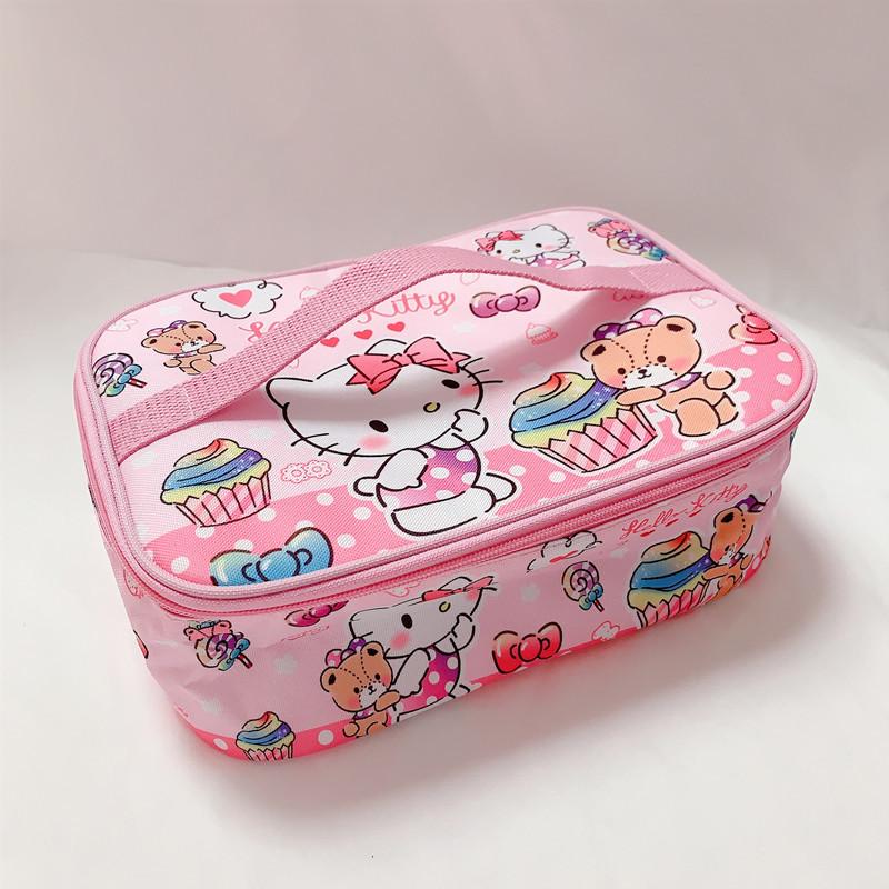 Sanrio Hello Kitty Túi Xách Hoạt Hình Sinh Viên Túi Đựng Hộp Cơm Trưa Giai Điệu Hộp Cơm Cách Nhiệt Túi Lớn Dung Tích Túi Bảo Quản