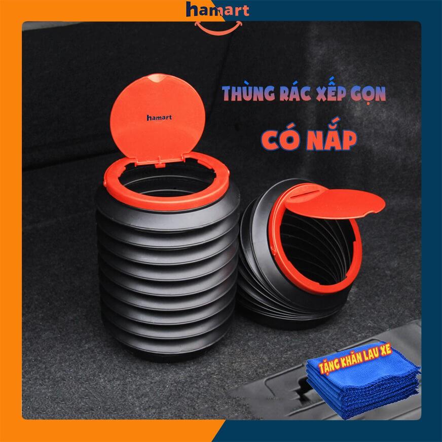 (BẢN CÓ NẮP) Thùng Rác Co Giãn Mini Để Trên Ô Tô – Dung Tích 4L