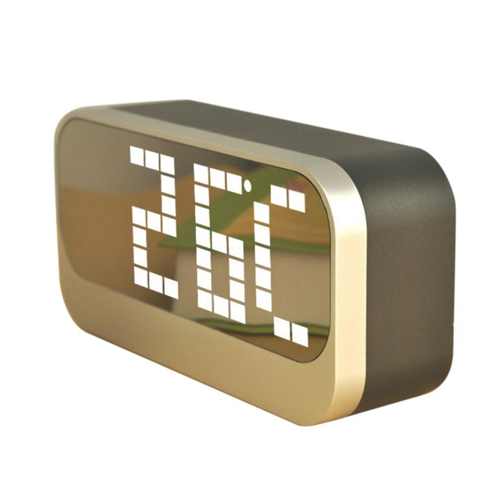 2Pcs LED Desk Alarm Clock - Time Snooze Mirror Temp Calendar Night Mode
