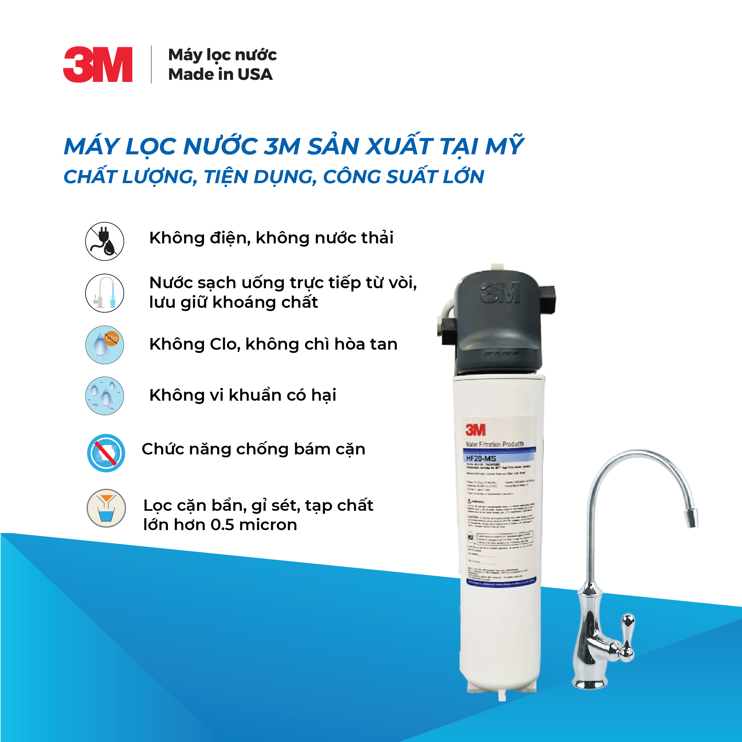 Máy Lọc Nước Lắp Dưới Bồn Rửa 3M BREW120-MS Kèm Vòi 3M - Không Điện - Hàng Chính Hãng