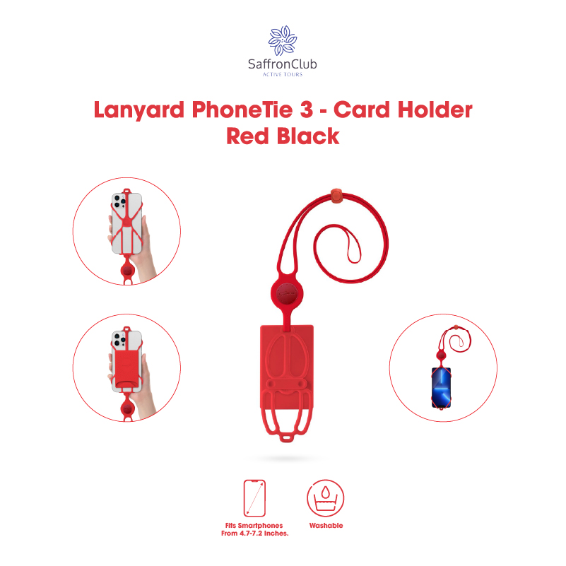 Lanyard PhoneTie 3-Card Holder hàng chính hãng Bone - Màu Đỏ