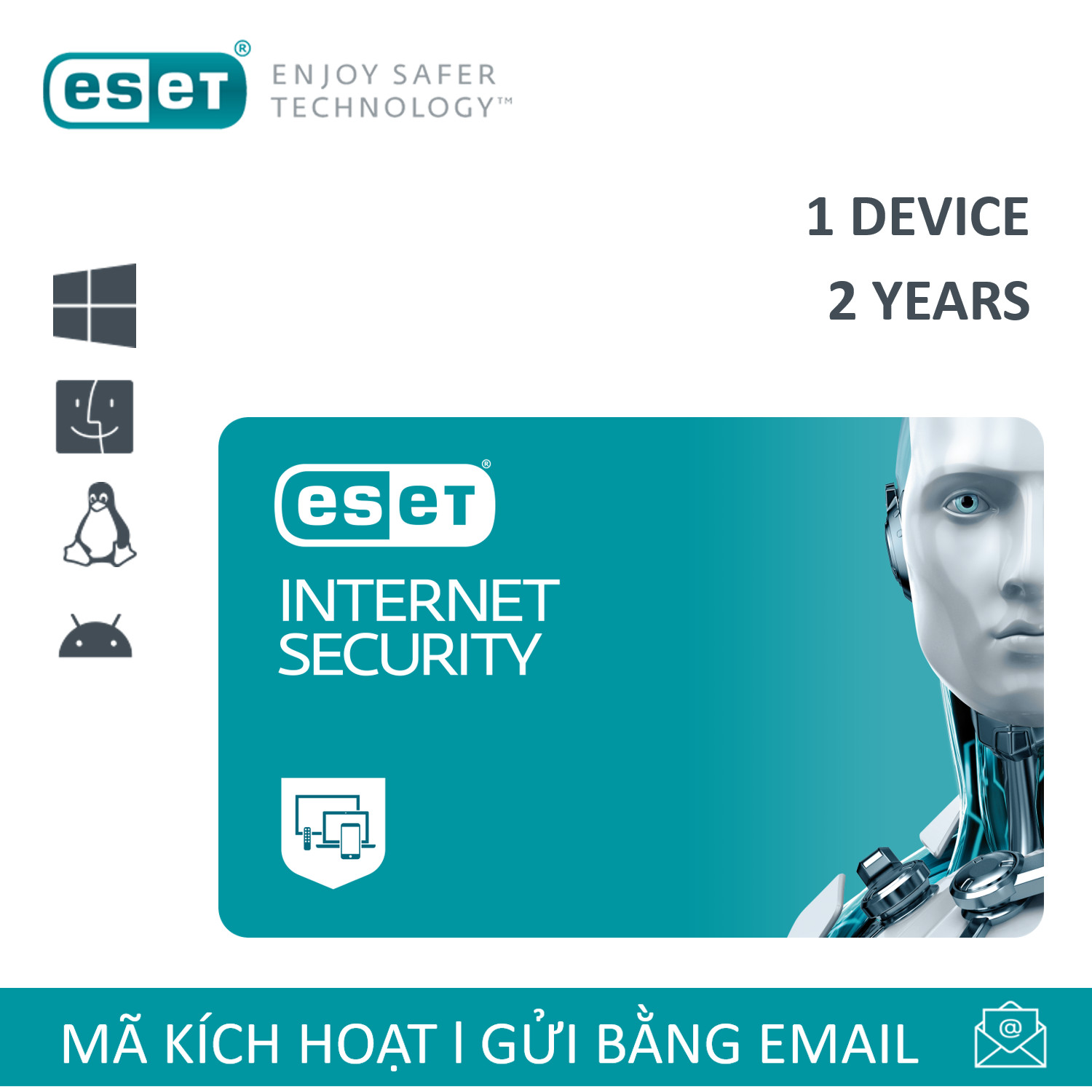 Phần mềm diệt Virus Eset Internet Security 1 User 2 Years - Bản quyền 1 Máy/2 Năm - Hàng Chính Hãng