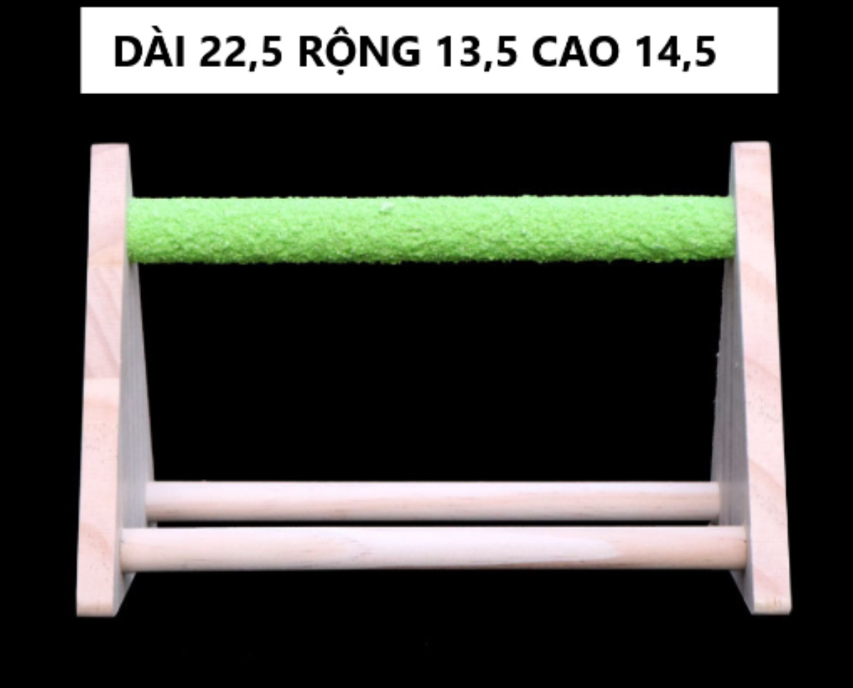 1 cầu đậu tam giác cây ngang mài móng, dùng cho chim, vẹt đứng (dài 22cm rộng 13cm cao 14cm)