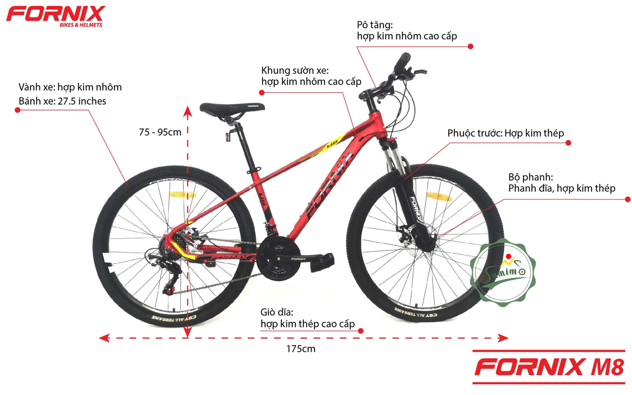 Xe đạp địa hình FORNIX M8 27.5 inches sườn nhôm