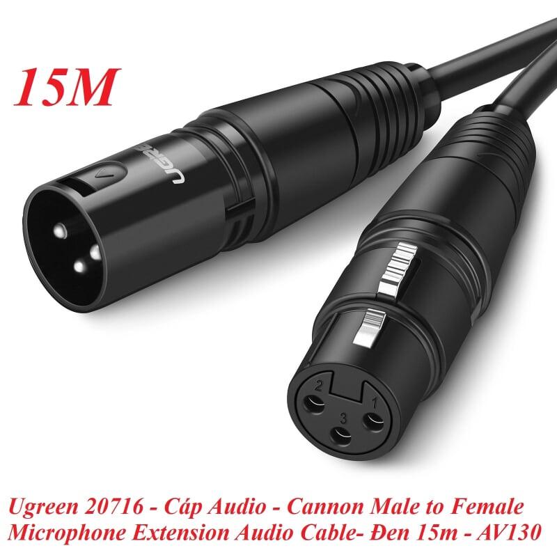 Ugreen UG20716AV130TK 15M Màu Đen Cáp nối dài Microphone cannon âm thanh - HÀNG CHÍNH HÃNG